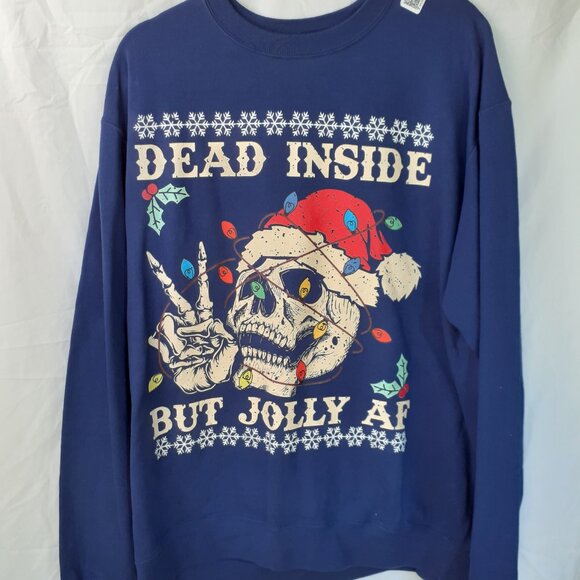 Dead Inside But Jolly AF - New XL Navy Blue Sweatshirt - Picture 8 of 8